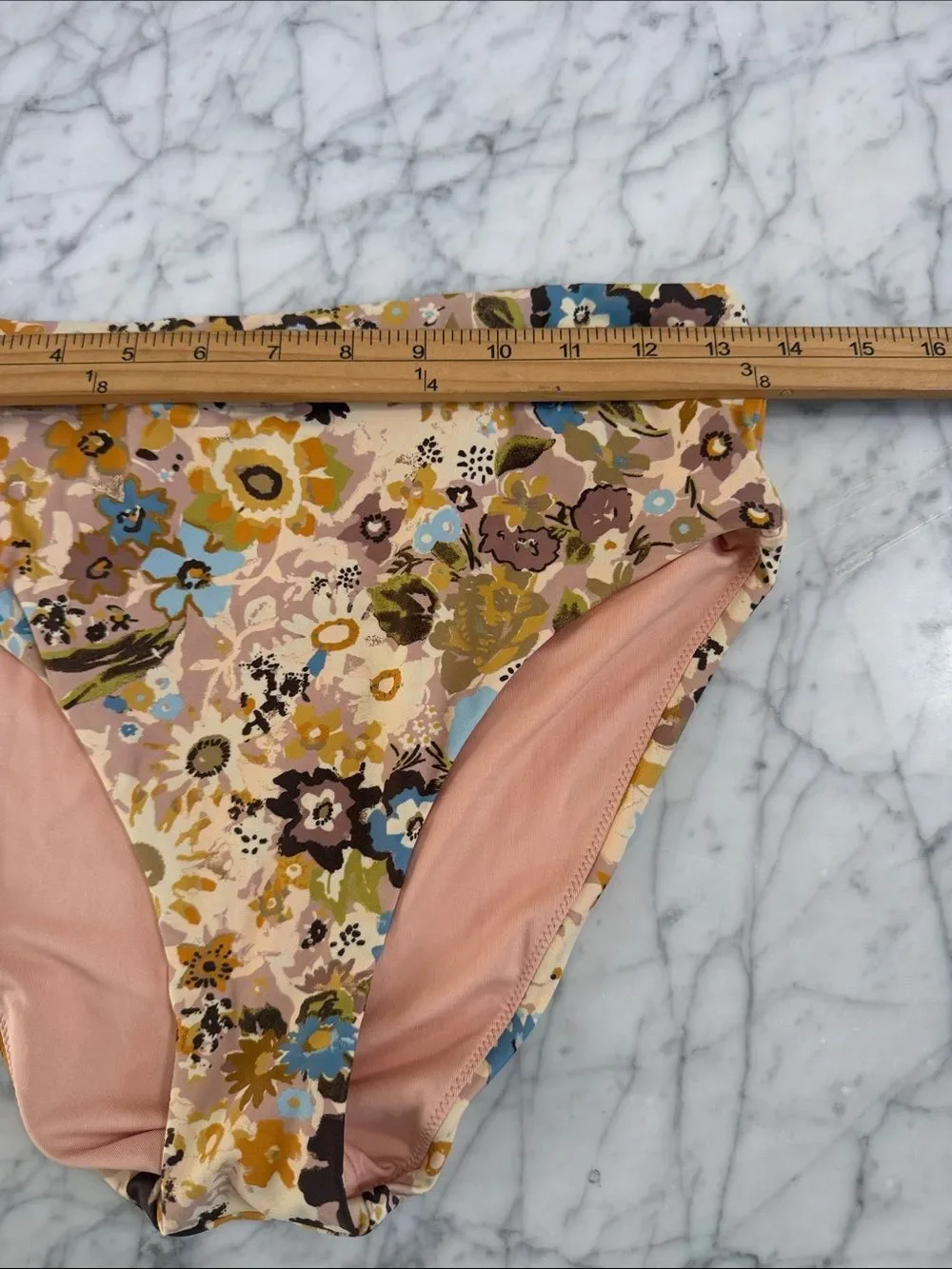 Madewell Floral Dusty Blush High Waisted Bikini Bottom Sz M